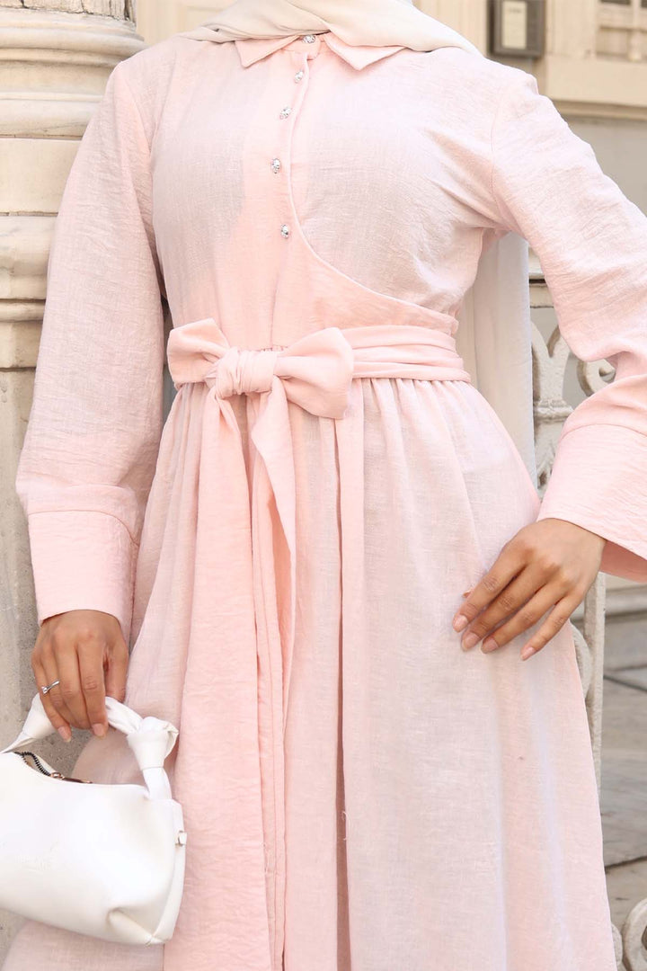 BNG Women Waist-Tied Hijab Dress Powder 2304 - Gloucester