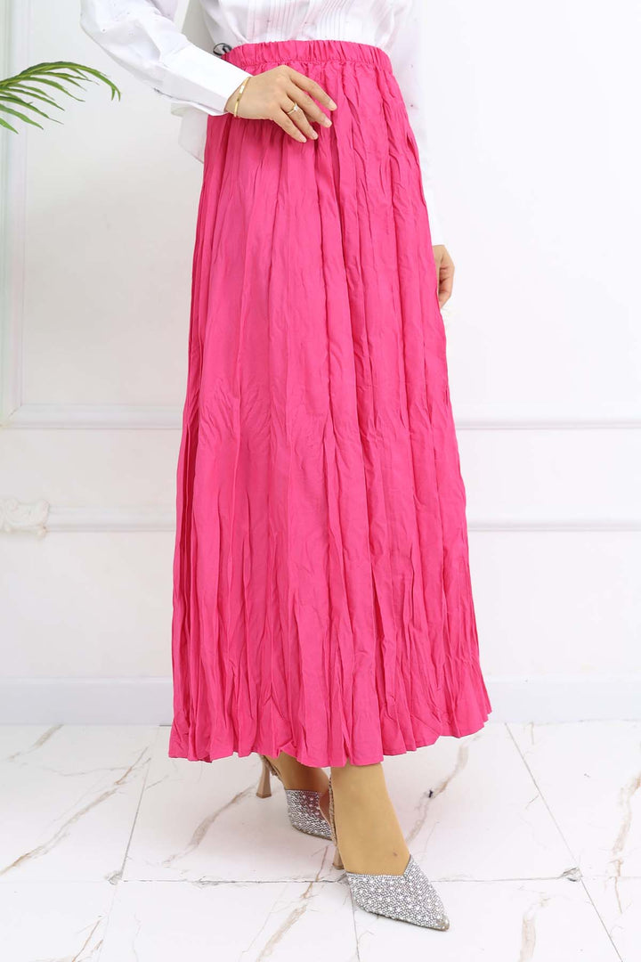 BNG Women Elastic Waist Pleated Skirt Fuchsia 3435 - Acton