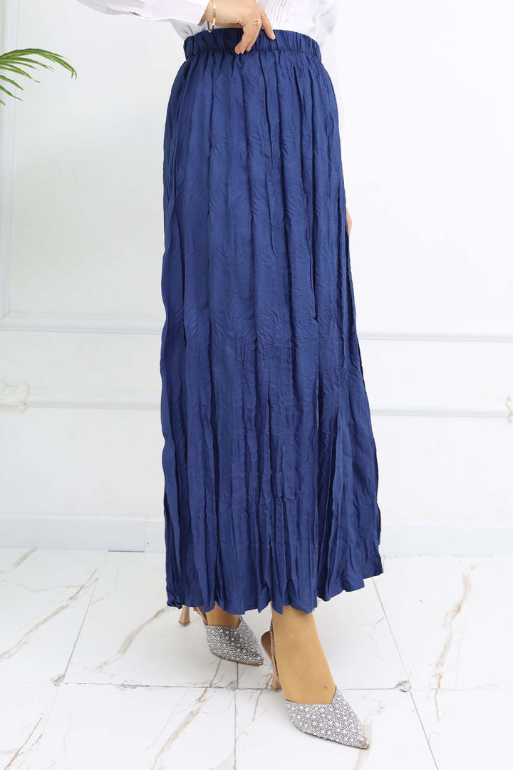 BNG Women Elastic Waist Pleated Skirt Navy Blue 3435 - Lucan