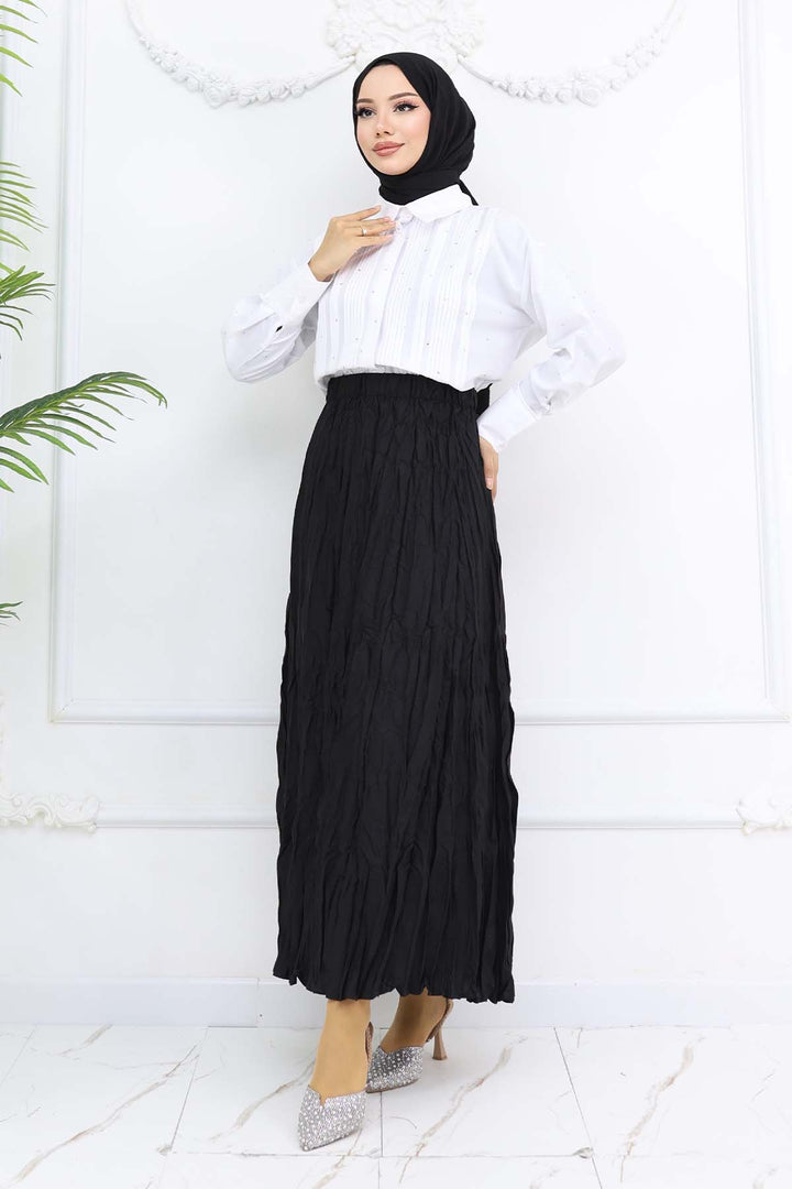 BNG Women Elastic Waist Pleated Skirt Black 3435 - Corbeil-Essonnes