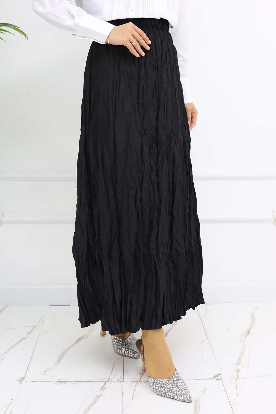 BNG Women Elastic Waist Pleated Skirt Black 3435 - Jesús María