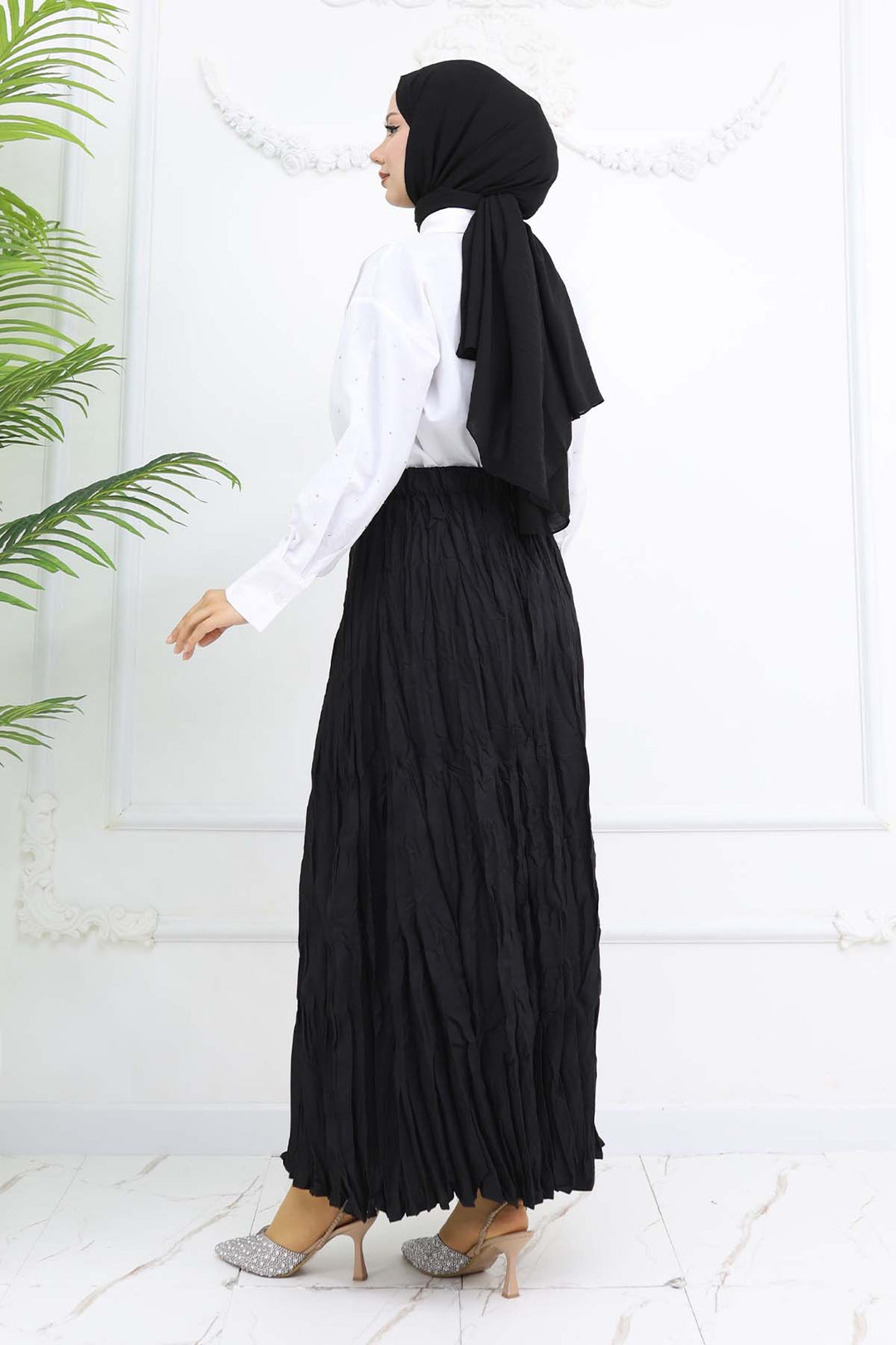 BNG Women Elastic Waist Pleated Skirt Black 3435 - Corbeil-Essonnes