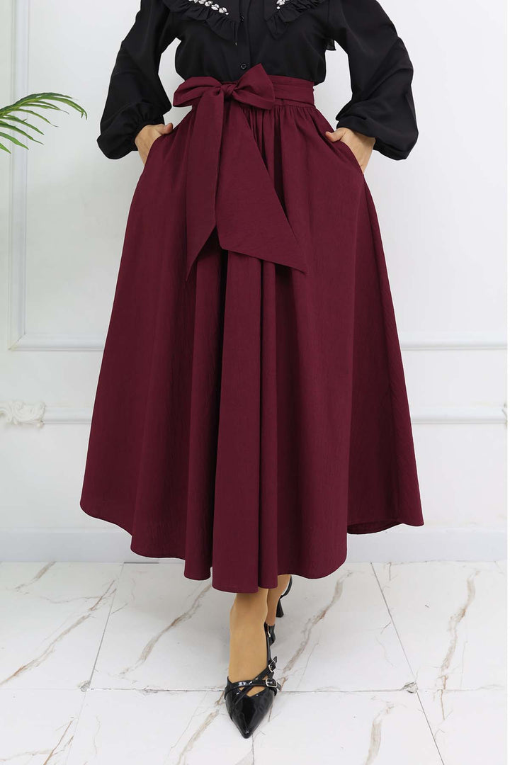 BNG Women Fiyonk Detaylı Kloş Etek Bordo 2197 - Appleton