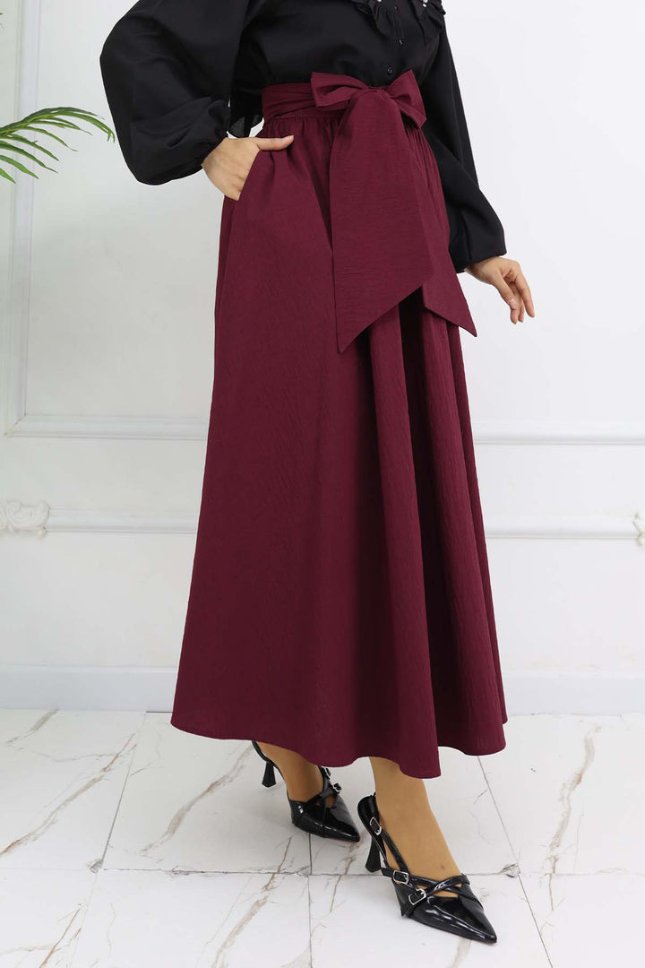 BNG Women Fiyonk Detaylı Kloş Etek Bordo 2197 - Appleton