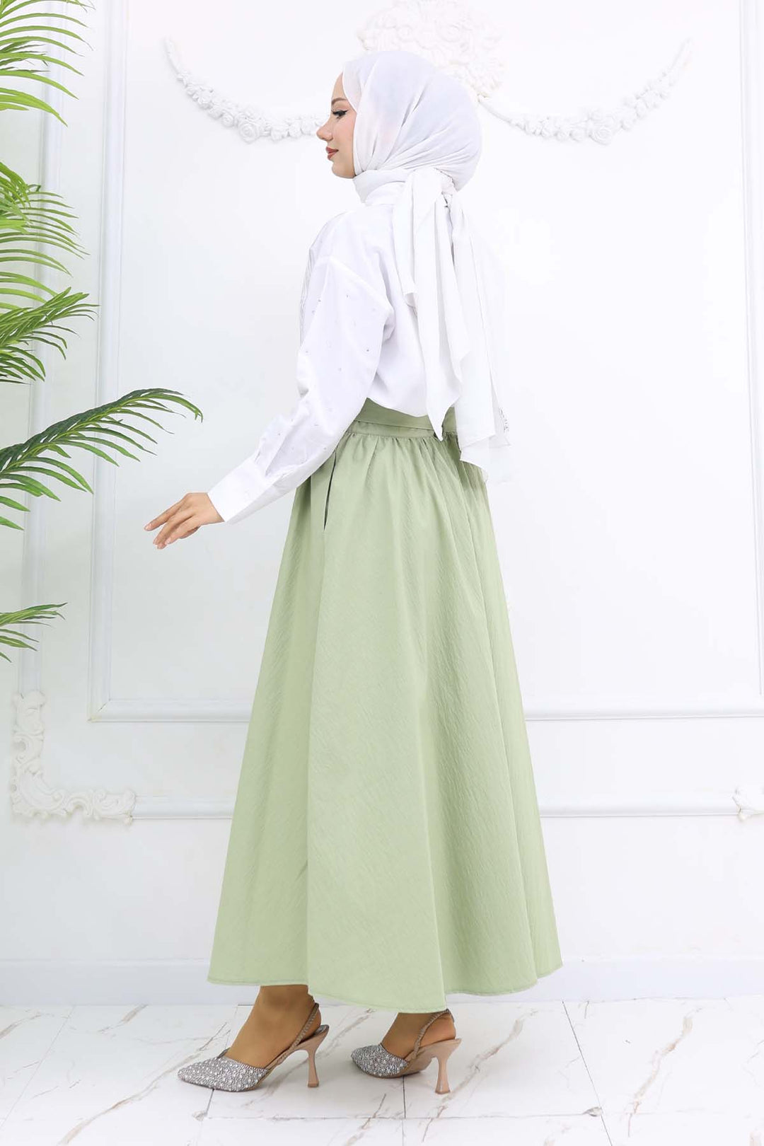 BNG Women Fiyonk Detaylı Kloş Etek Çağla 2197 - Pomigliano d’Arco