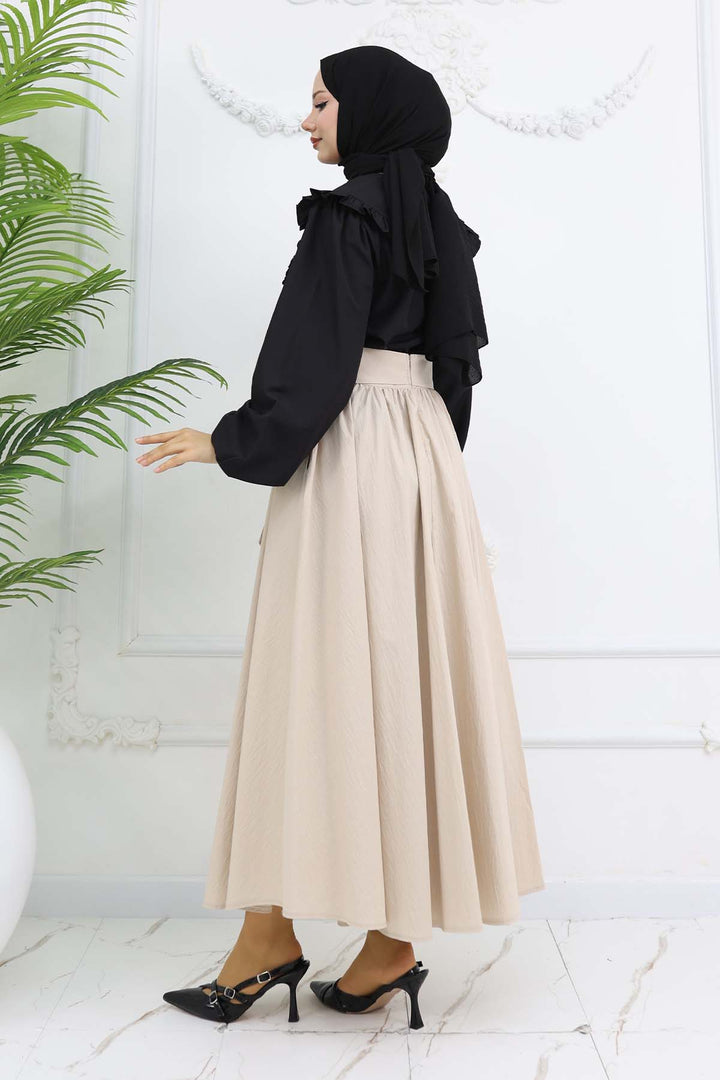 BNG Women Flared Skirt with Bow Detail Stone Color 2197 - Playas de Rosarito