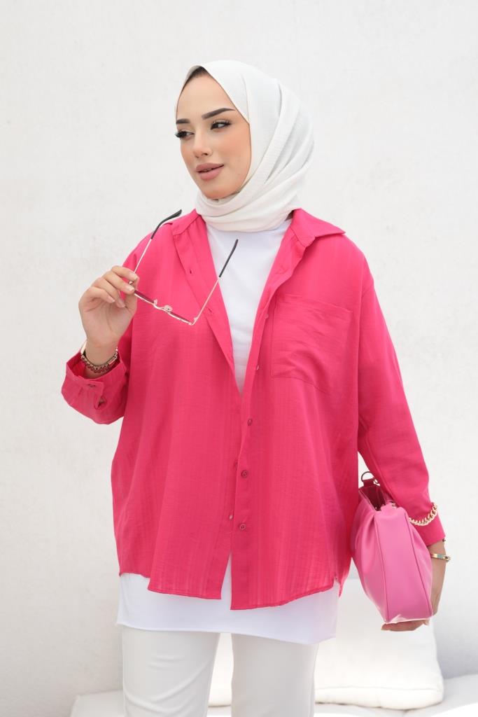 BNG Women Patterned Hijab Shirt Fuchsia - Clermont
