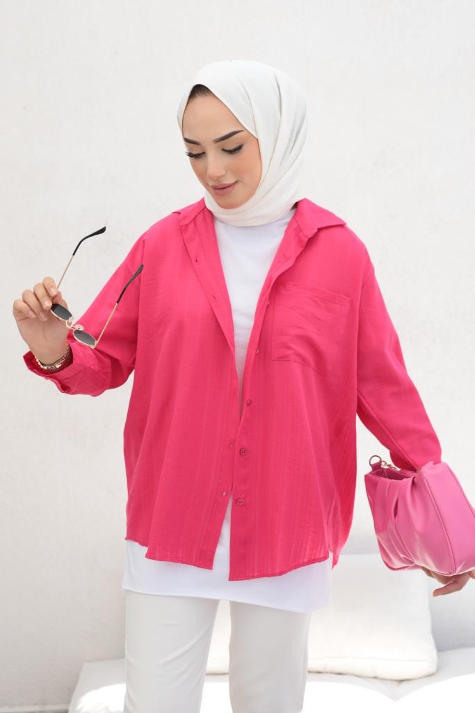 BNG Women Patterned Hijab Shirt Fuchsia - Clermont