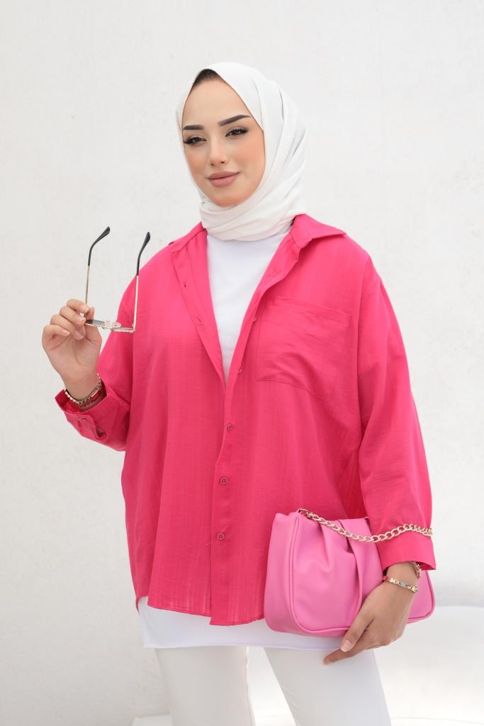 BNG Women Patterned Hijab Shirt Fuchsia - Clermont