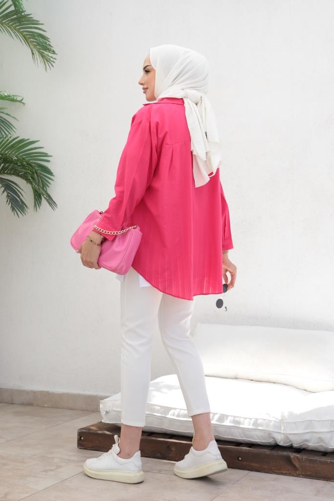 BNG Women Patterned Hijab Shirt Fuchsia - Clermont