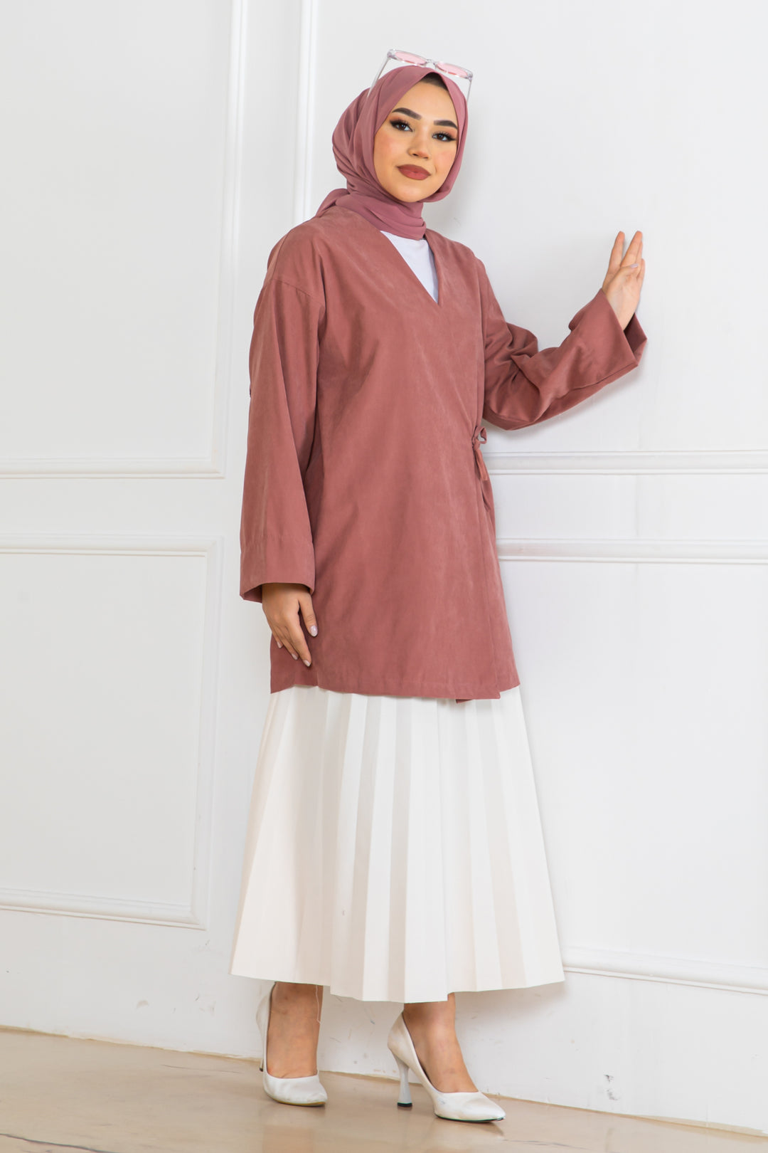 BNG Women Side-Tied Kimono Rose Pink 2147 - Miranda de Ebro