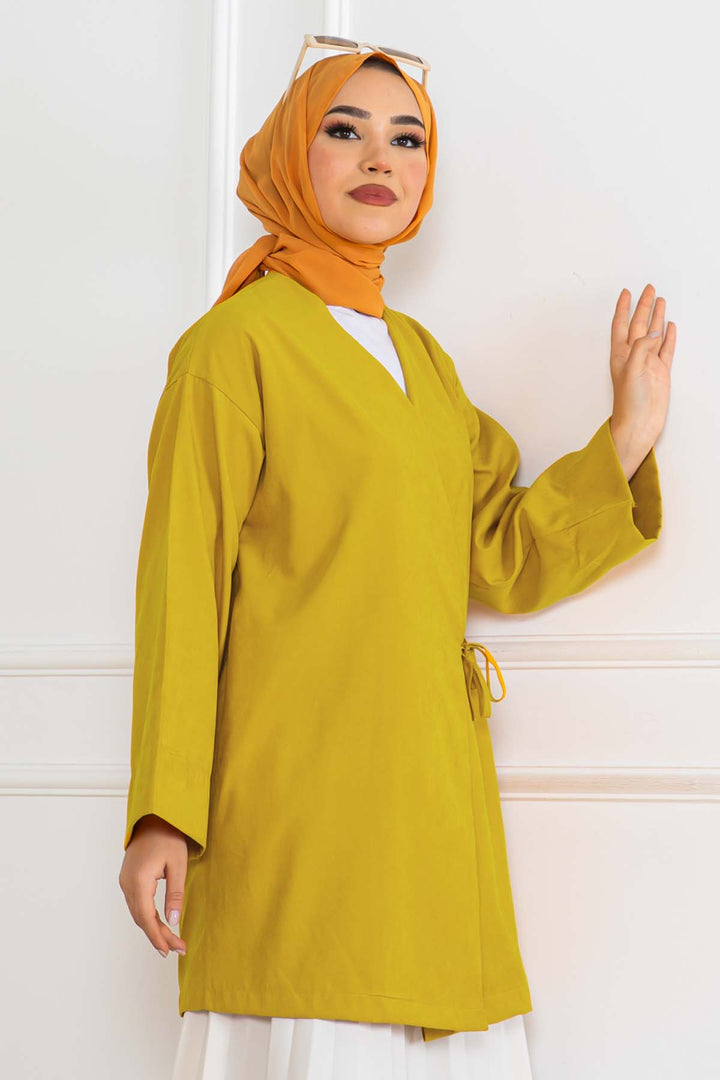 BNG Women Yandan Bağmalı Kimono Hardal 2147 - Cedar City