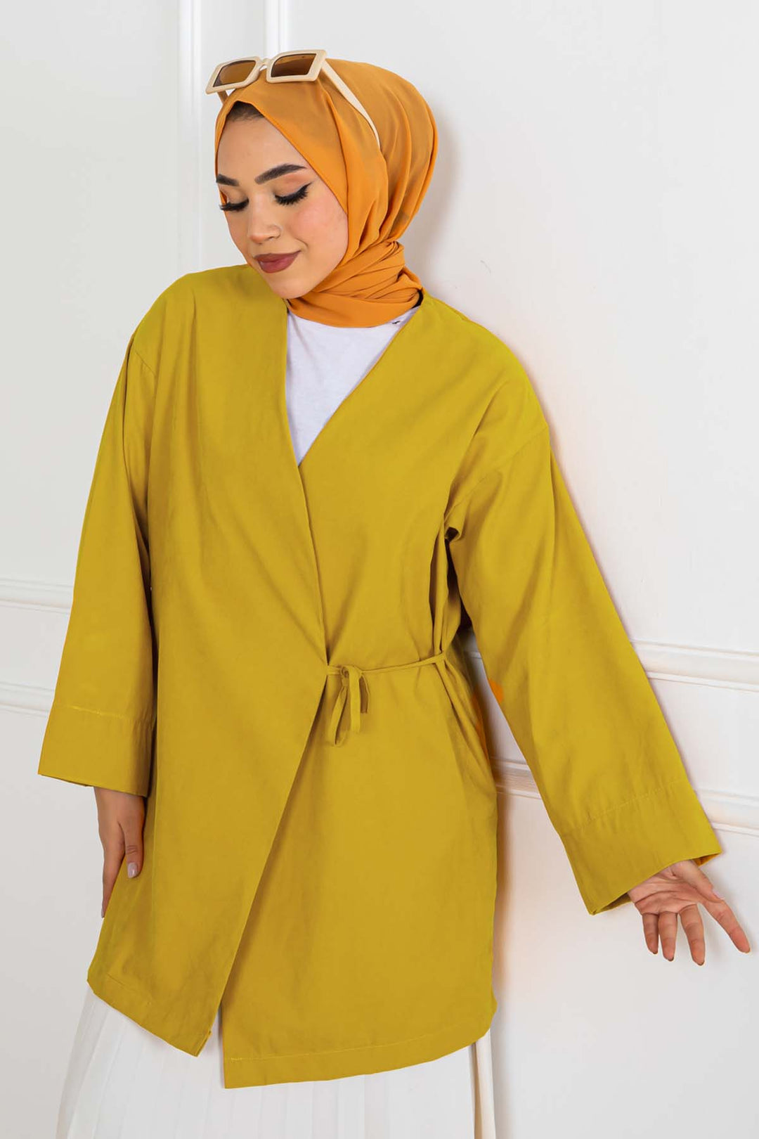 BNG Women Yandan Bağmalı Kimono Hardal 2147 - Cedar City