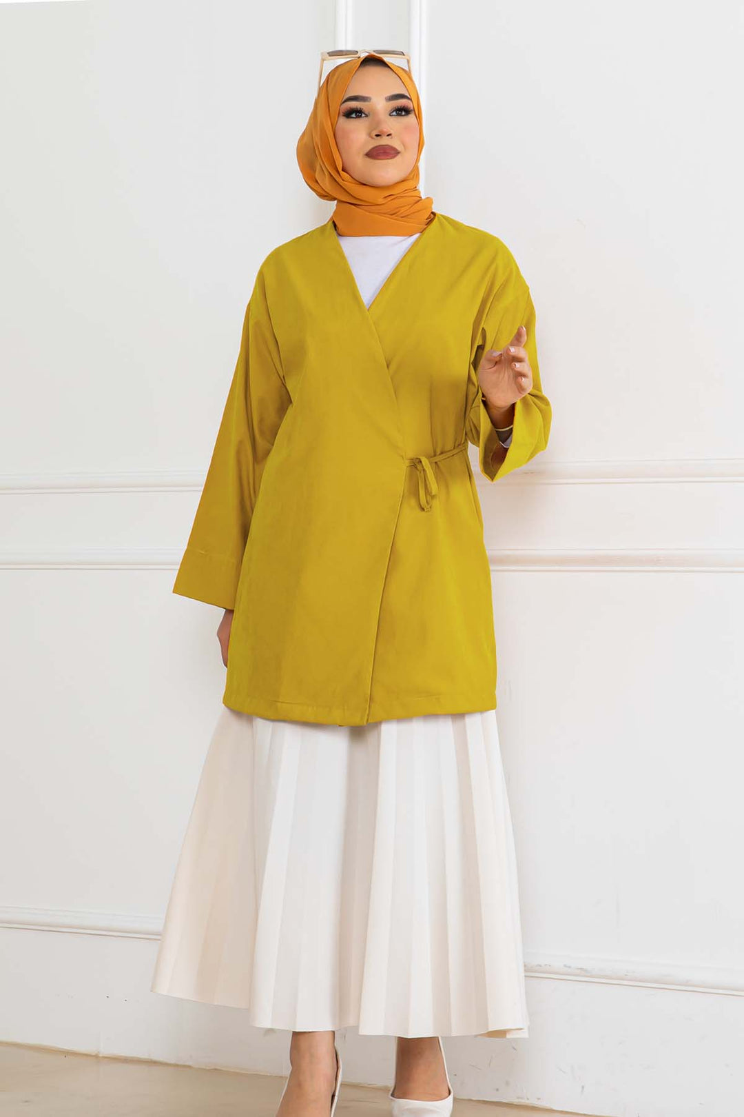 BNG Women Yandan Bağmalı Kimono Hardal 2147 - Cedar City