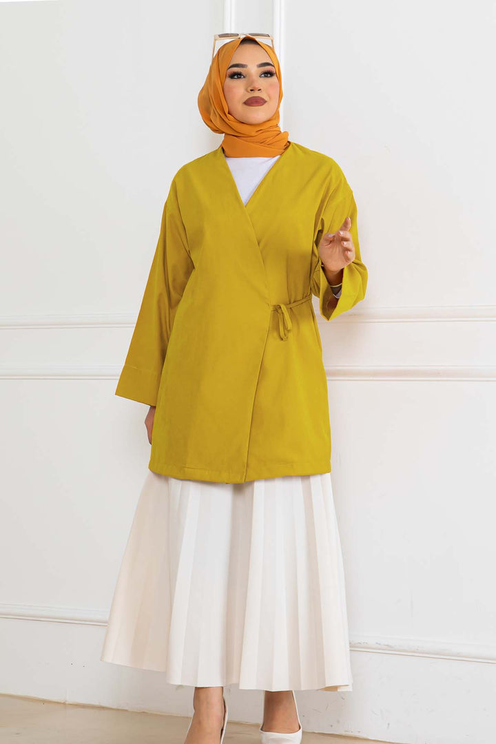 BNG Women Yandan Bağmalı Kimono Hardal 2147 - Cedar City