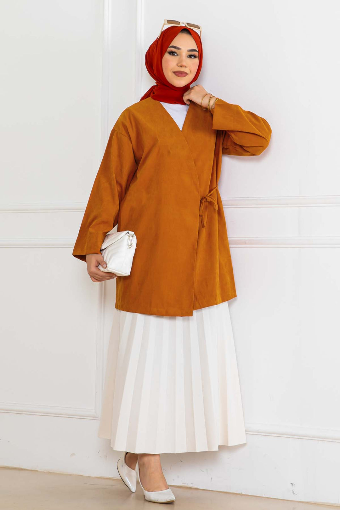 BNG Women Yandan Bağmalı Kimono Kiremit 2147 - Dover