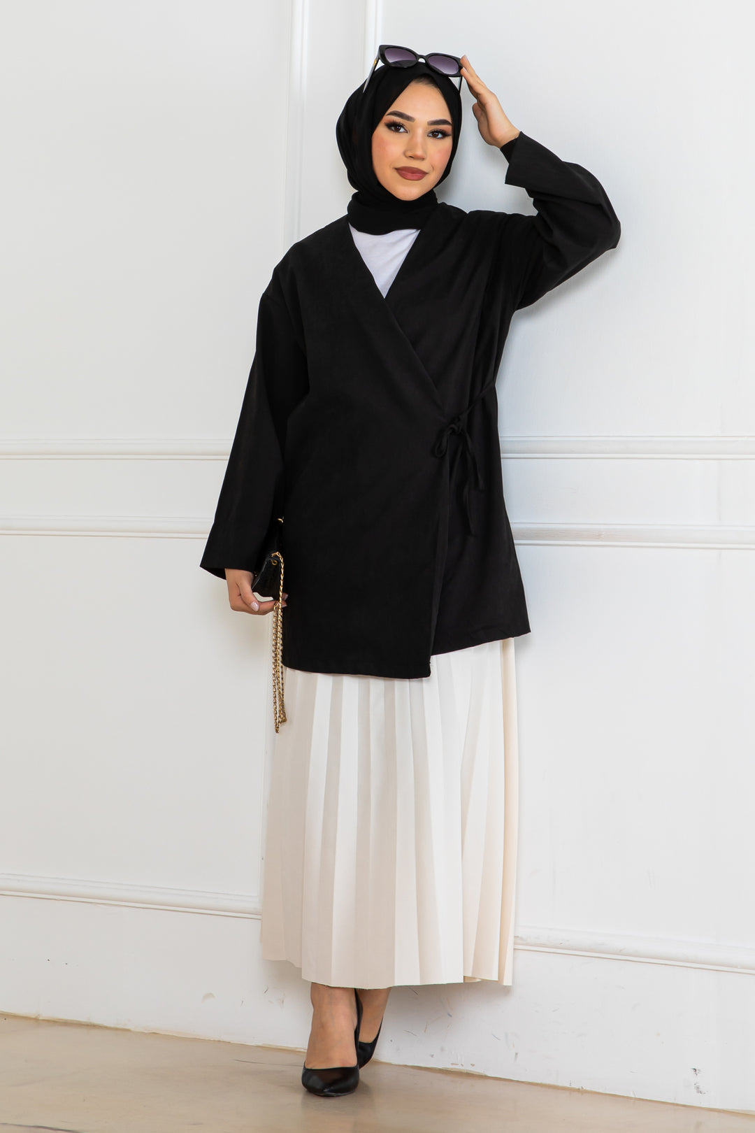 BNG Women Yandan Bağmalı Kimono Siyah 2147 - Coral Gables