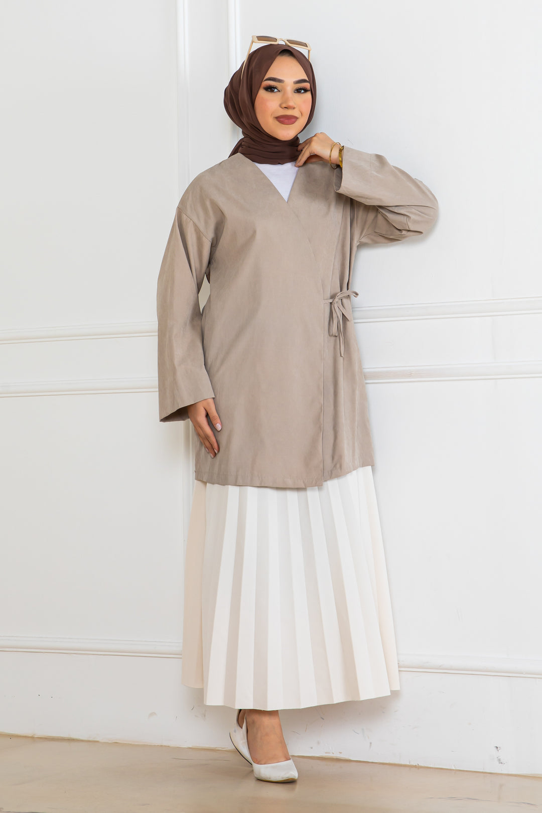 BNG Women Side-tied Kimono Stone Color 2147 - Central Coast