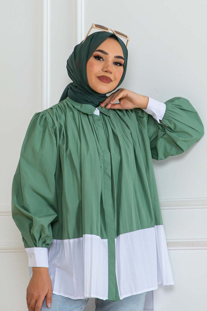 BNG Women Pileli Gömlek Çağla 2067 - La Rochelle