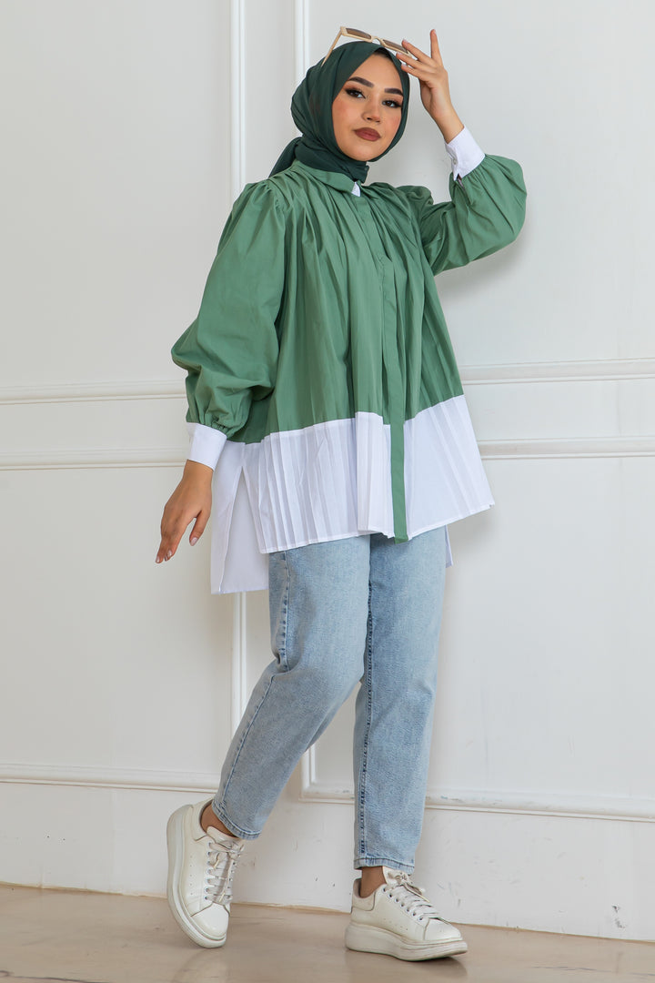 BNG Women Pileli Gömlek Çağla 2067 - La Rochelle