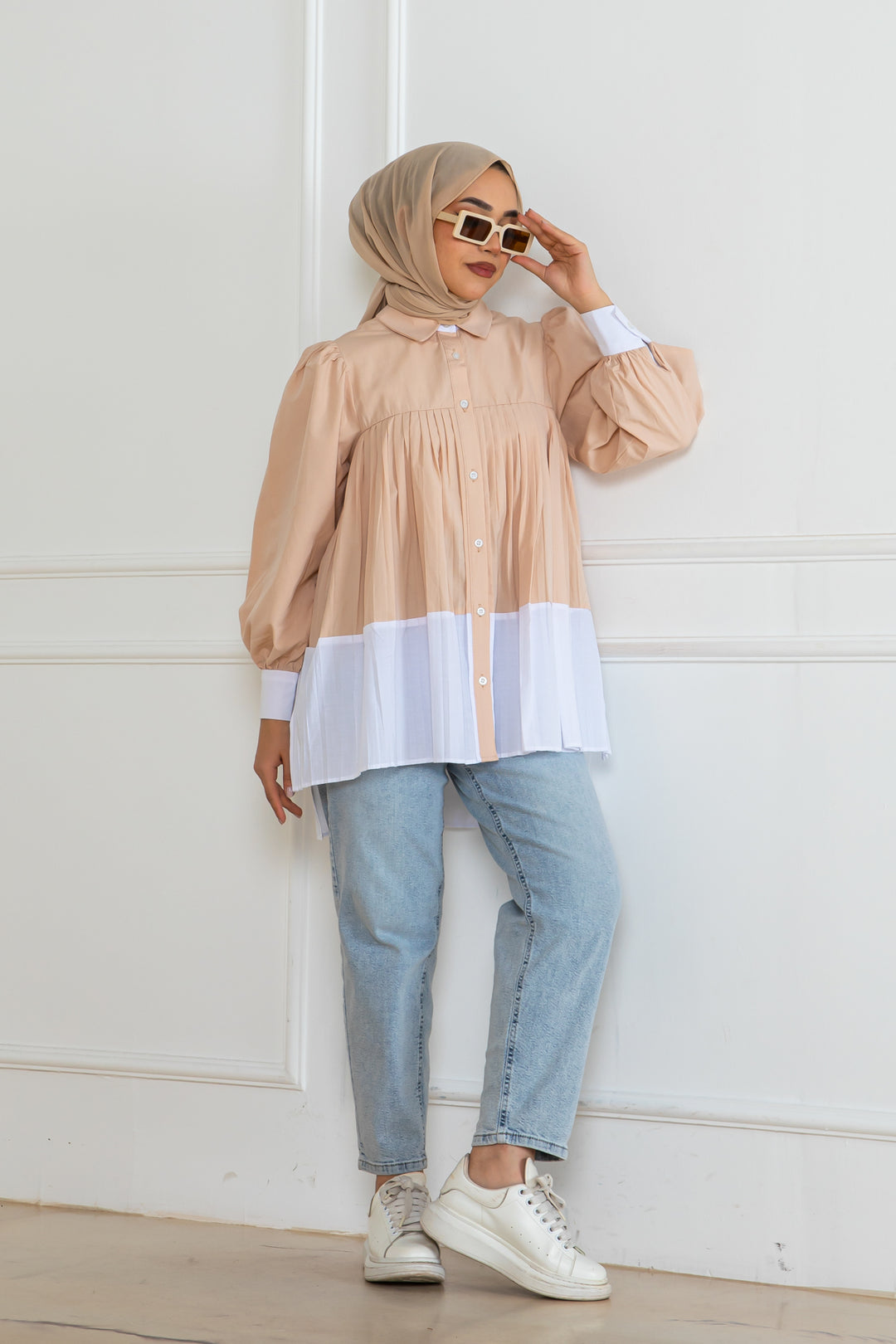 BNG Women Pileli Gömlek Bej 2131 - Brossard