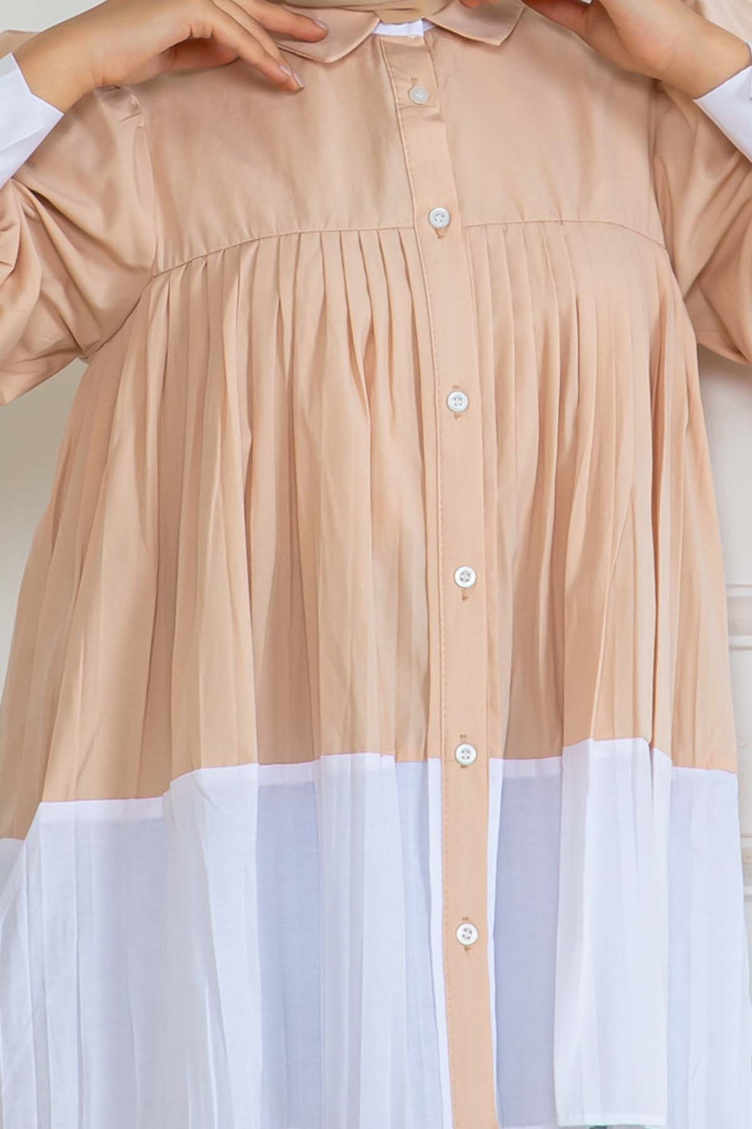 BNG Women Pileli Gömlek Bej 2131 - Brossard