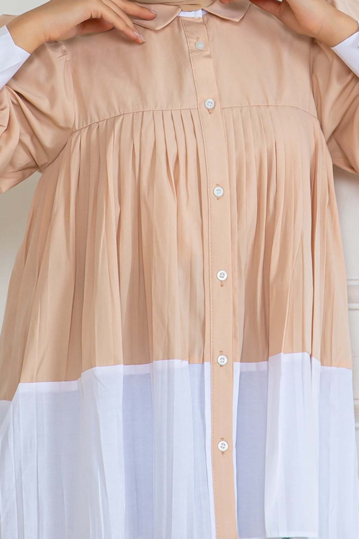 BNG Women Pileli Gömlek Bej 2131 - Brossard