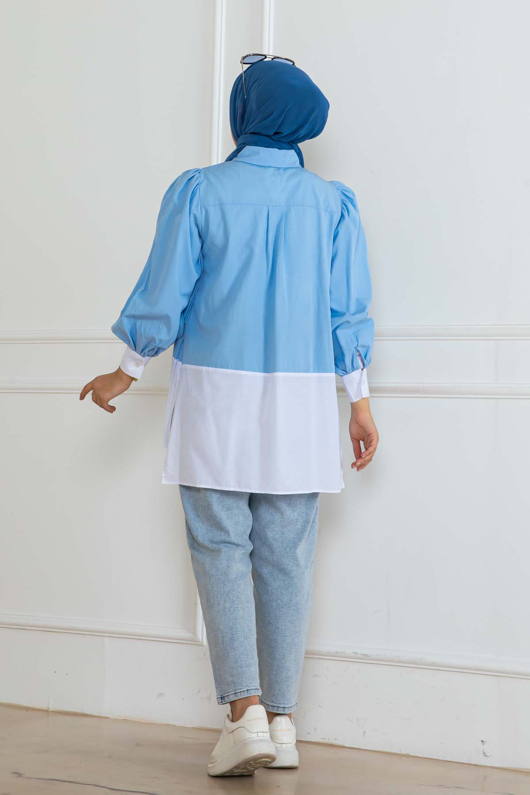 BNG Women Pileli Gömlek Mavi 2131 - Evans