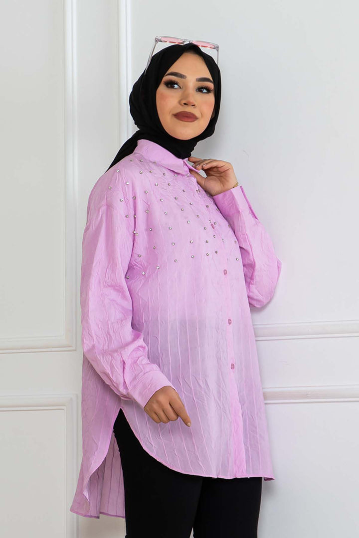 BNG Women Taşlı Gömlek Pembe 2127 - Ploieşti