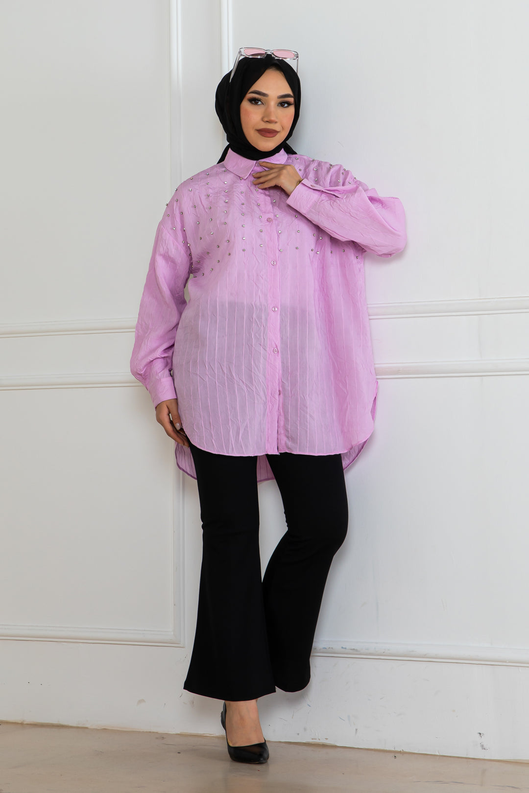 BNG Women Taşlı Gömlek Pembe 2127 - Ploieşti