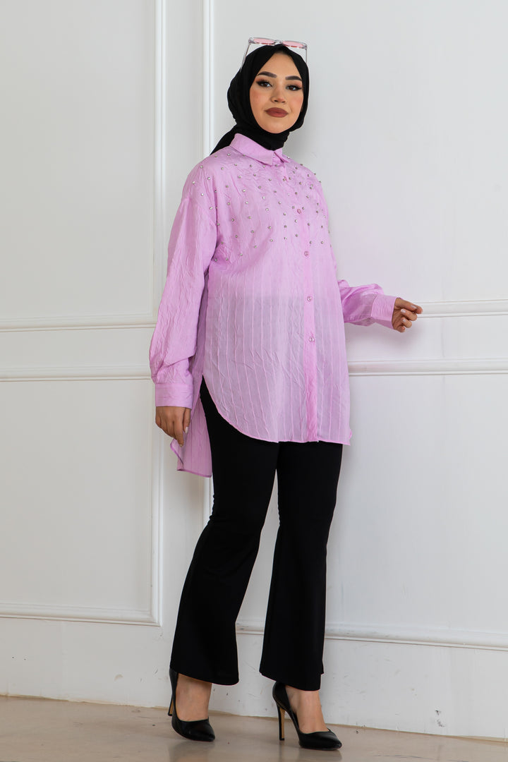 BNG Women Taşlı Gömlek Pembe 2127 - Ploieşti