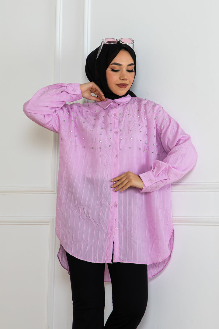 BNG Women Taşlı Gömlek Pembe 2127 - Ploieşti