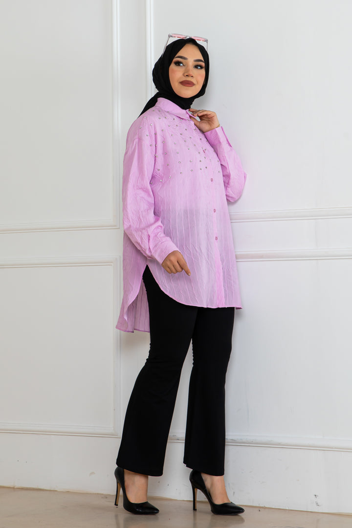 BNG Women Taşlı Gömlek Pembe 2127 - Ploieşti