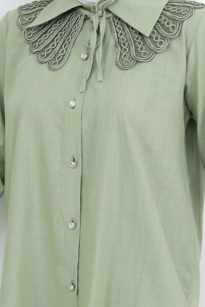 BNG Women Lace Detailed Baby Collared Shirt Çağla 2214 - Morecambe