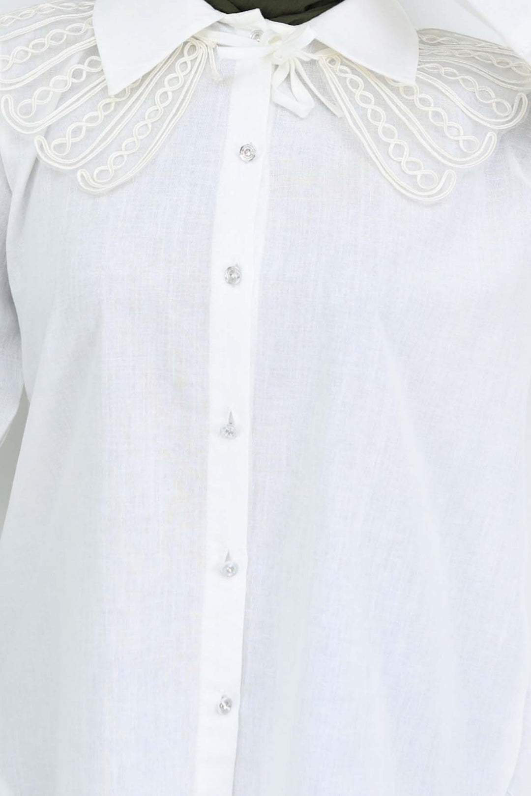 BNG Women Lace Detailed Baby Collared Shirt Ecru 2214 - Gosport