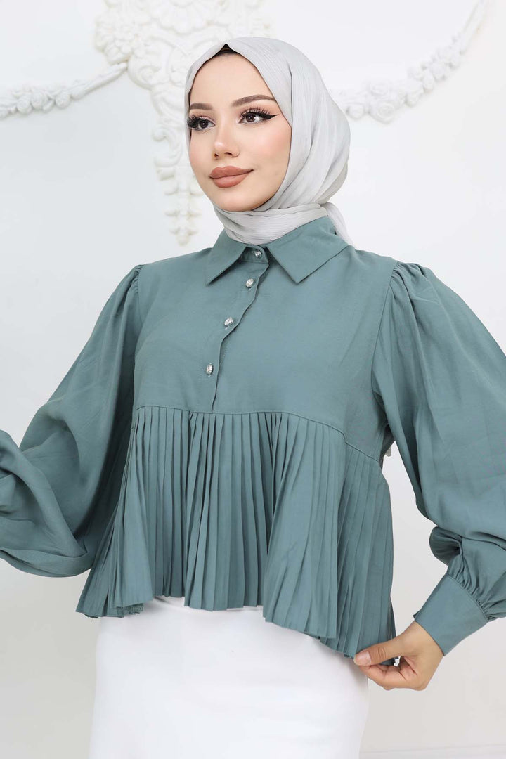 BNG Women Pileli Kısa Gömlek Çağla 2248 - Mühlhausen