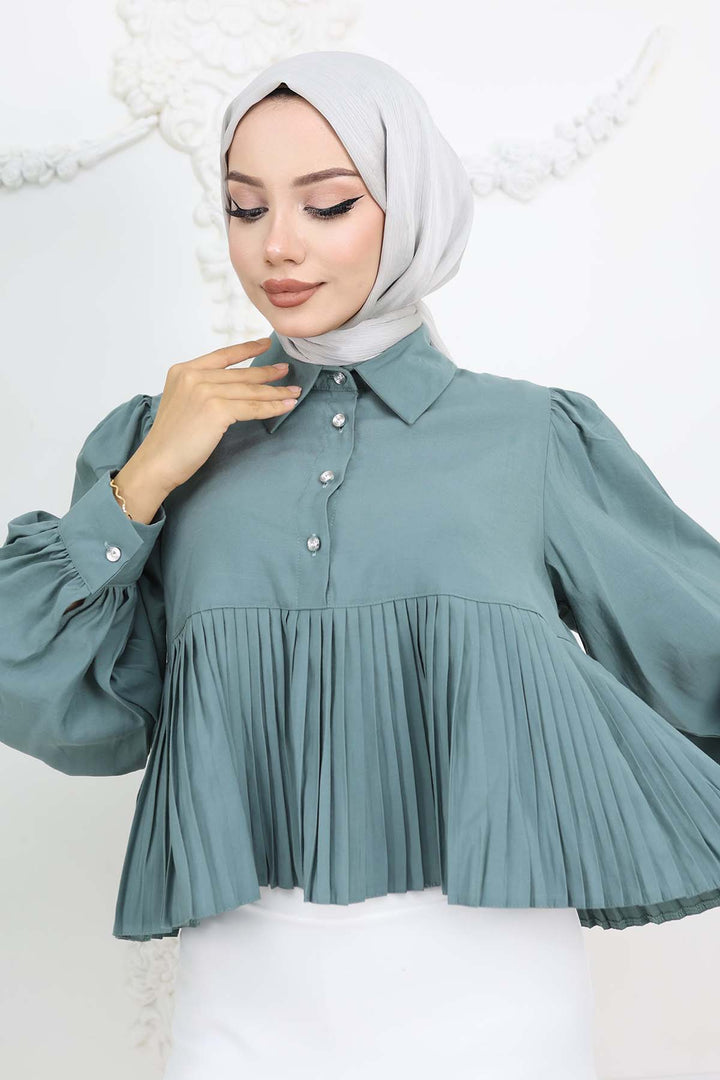 BNG Women Pileli Kısa Gömlek Çağla 2248 - Mühlhausen