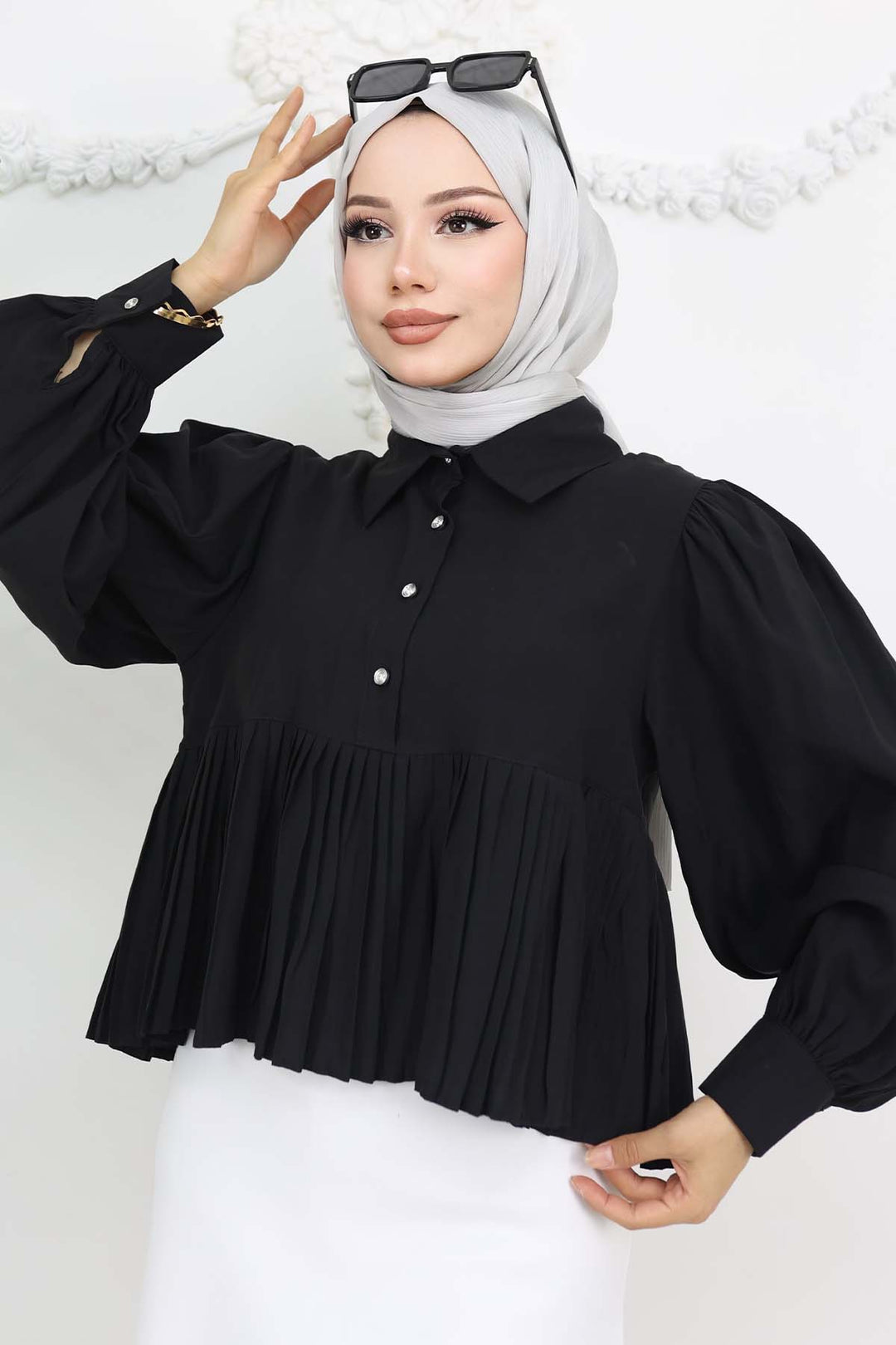 BNG Women Pleated Short Shirt Black 2248 - Saint-Jean-sur-Richelieu