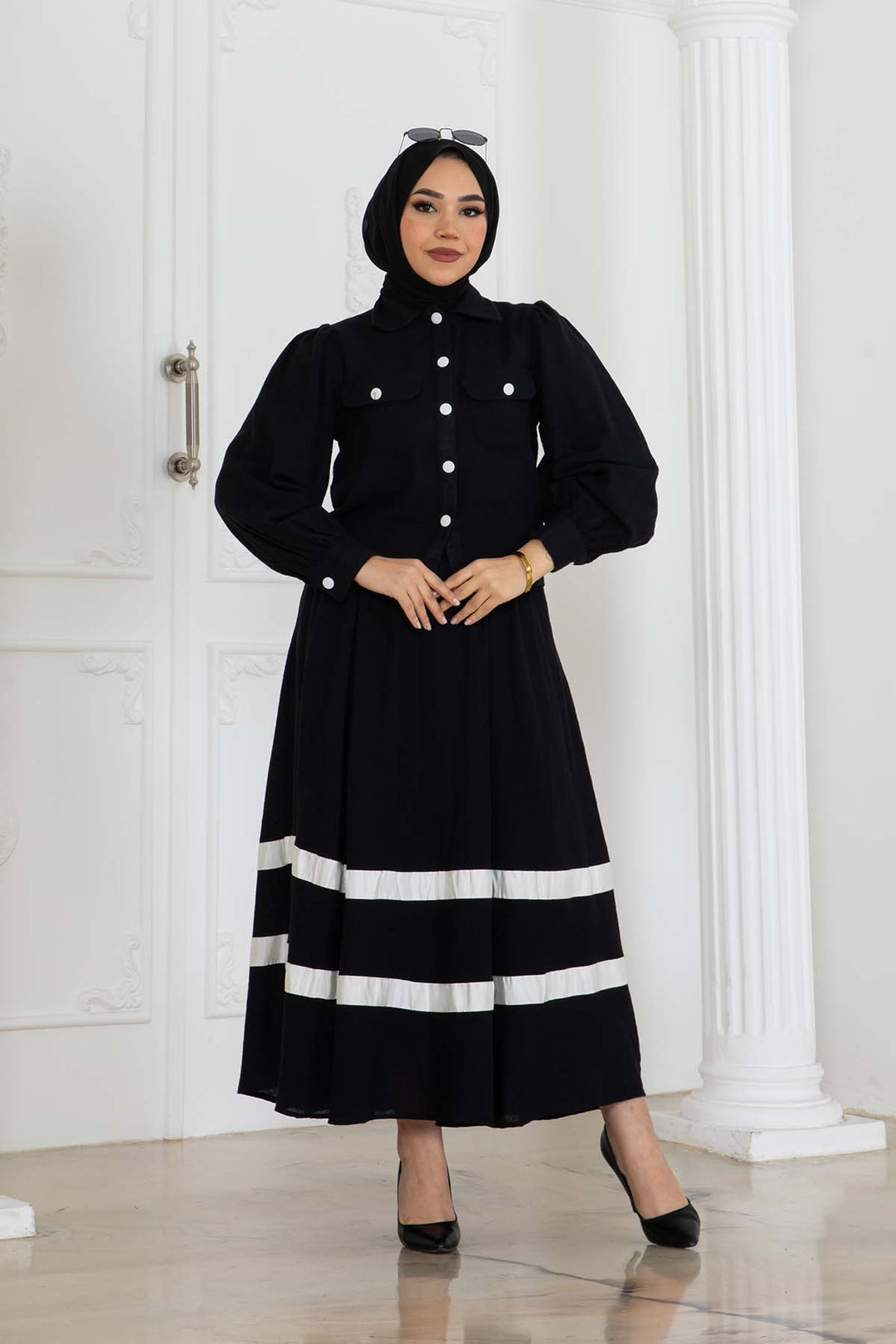 BNG Women Striped Linen Suit Black 2062 - Accrington