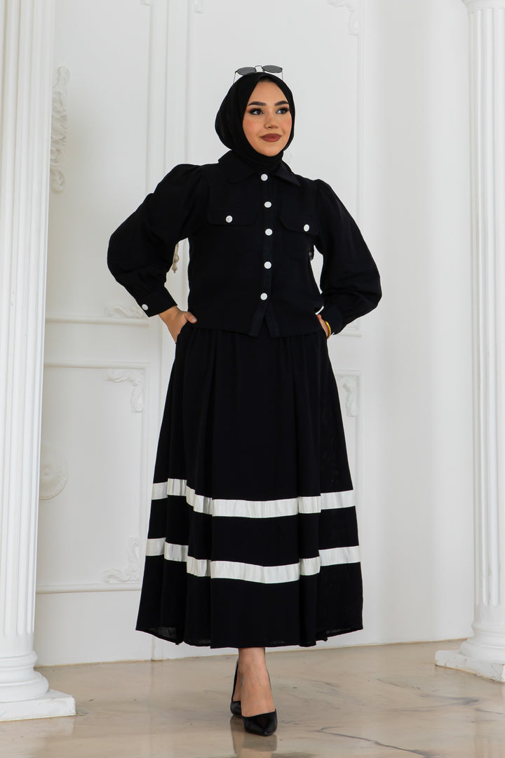BNG Women Striped Linen Suit Black 2062 - Accrington