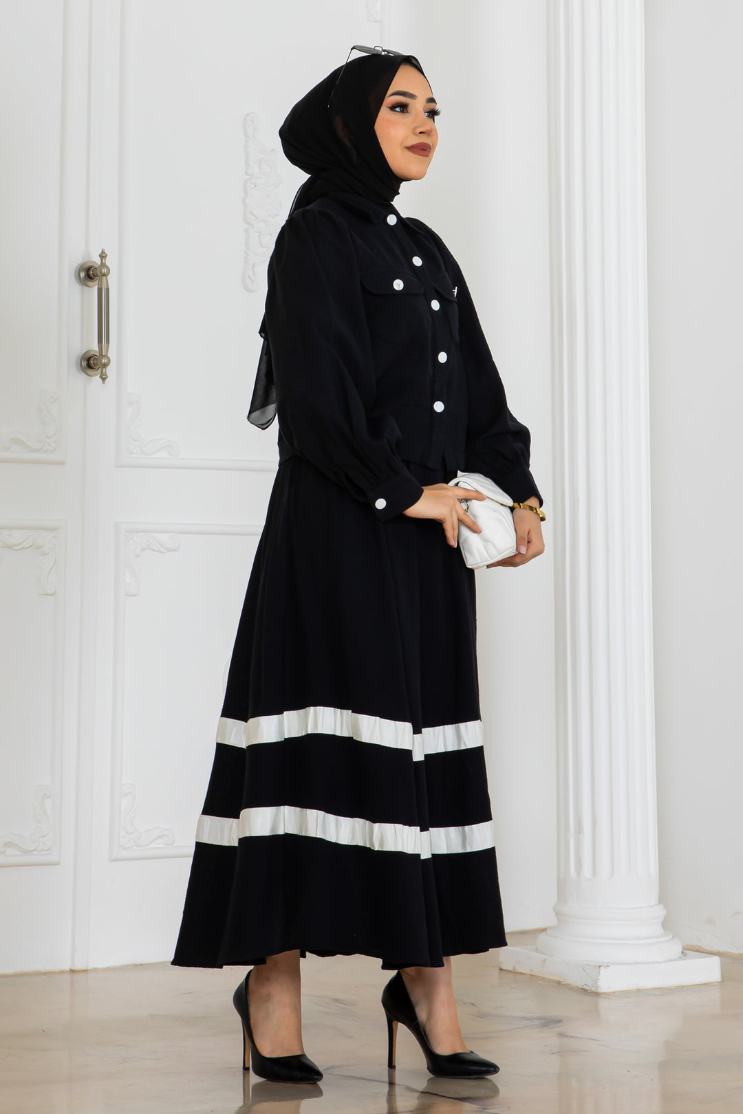 BNG Women Striped Linen Suit Black 2062 - Accrington