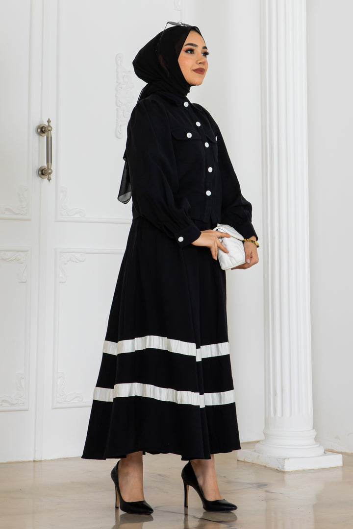 BNG Women Striped Linen Suit Black 2062 - Accrington
