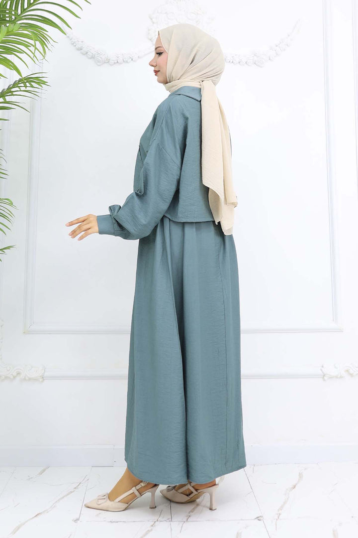 BNG Women Fermuarlı Ceket Jile Tesettür Takım Çağla 2240 - Fredericton