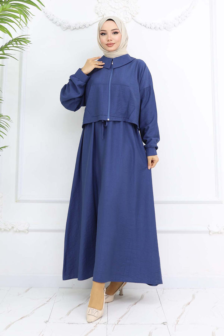 BNG Women Zippered Jacket Vest Hijab Suit Indigo 2240 - Nijmegen