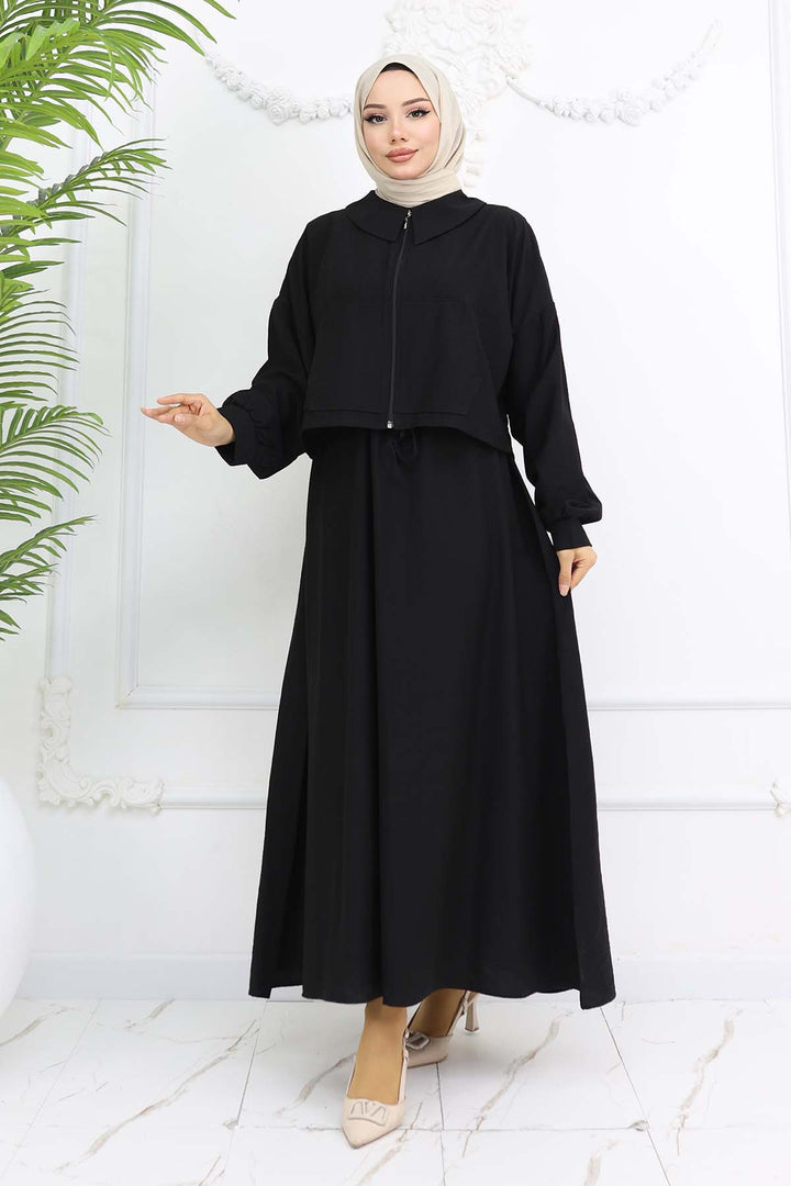 BNG Women Zippered Jacket Vest Hijab Suit Black 2240 - Kenner