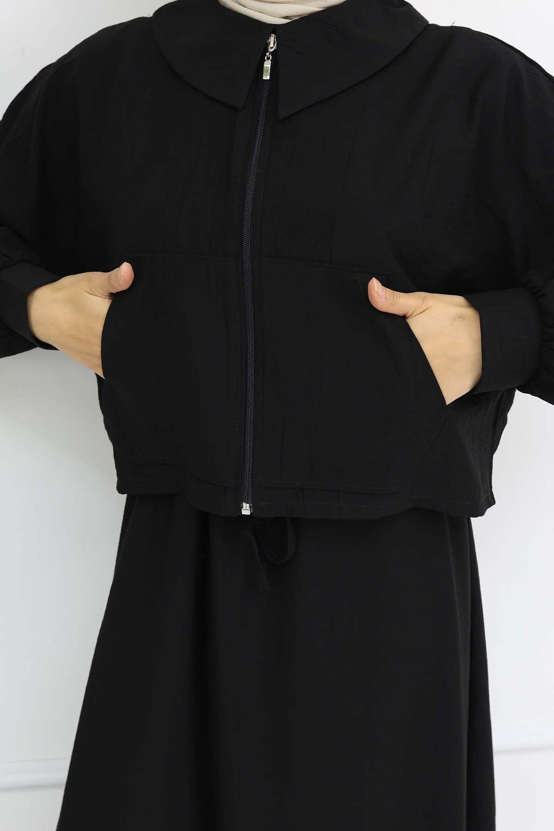 BNG Women Zippered Jacket Vest Hijab Suit Black 2240 - Kenner