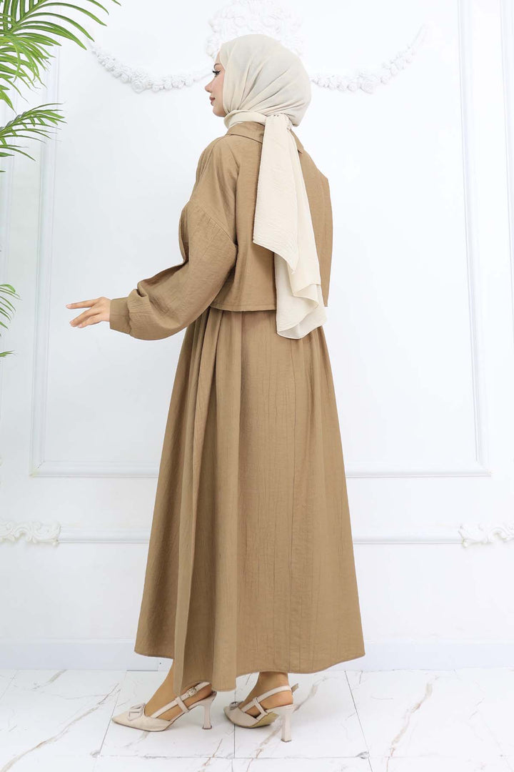 BNG Women Fermuarlı Ceket Jile Tesettür Takım Vizon 2240 - Aalen