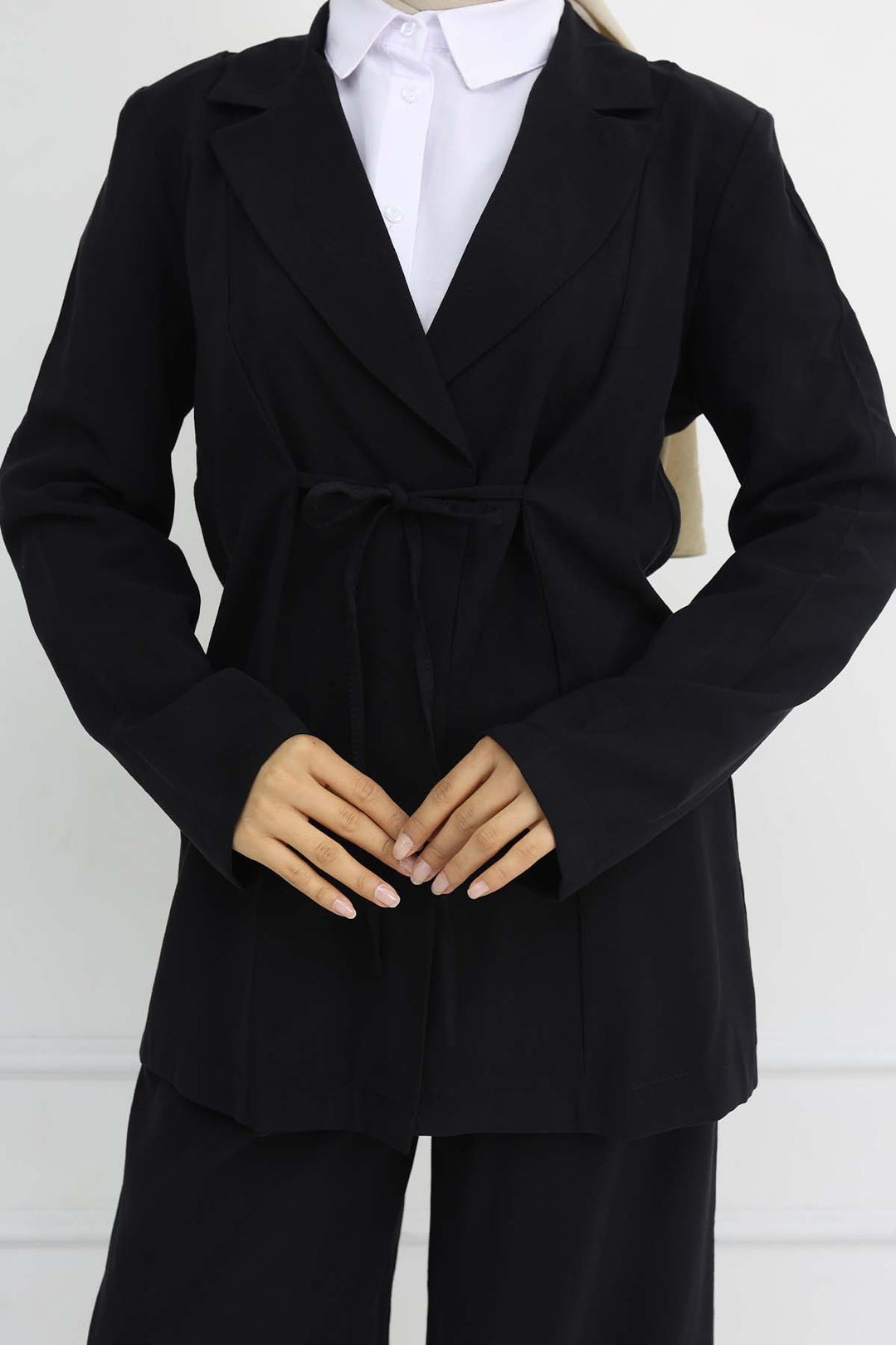 BNG Women İp Bağcıklı Ceket Takım Siyah 2265 - Los Reyes de Salgado