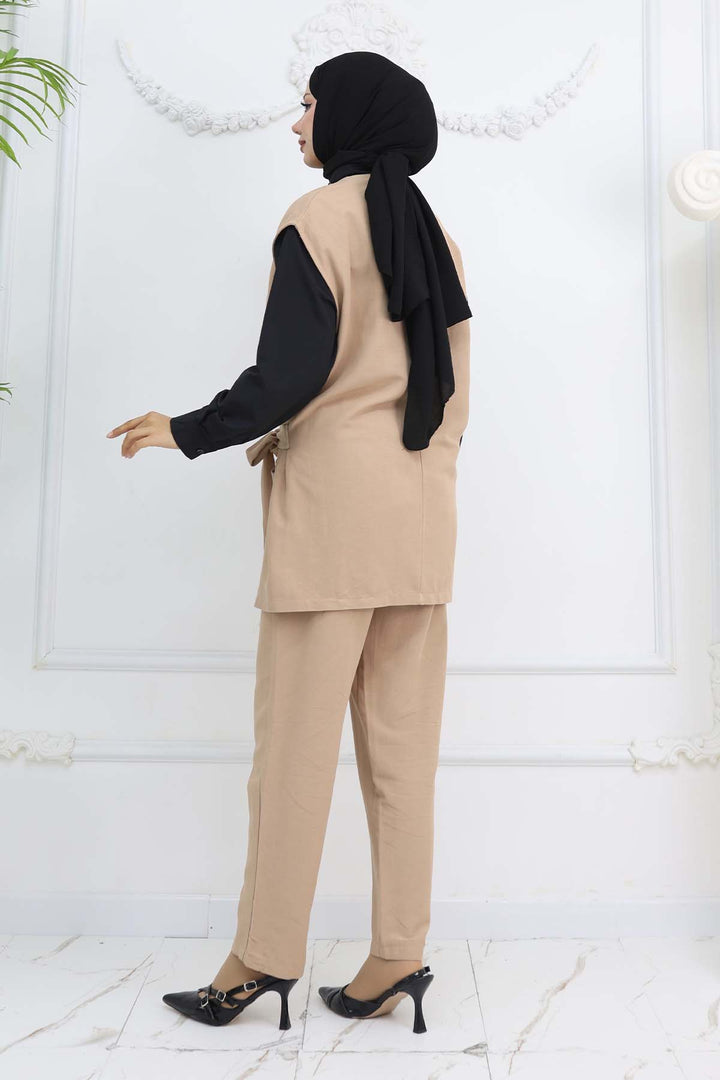 BNG Women Vest and Pants Suit Beige 2243 - Bari