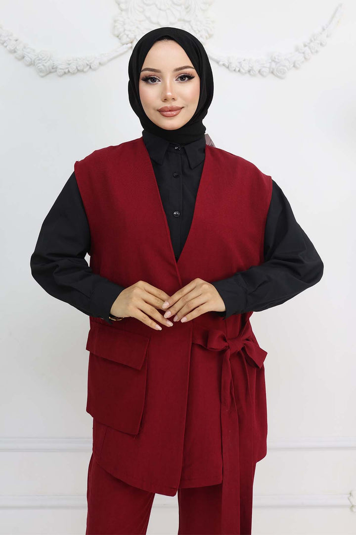 BNG Women Vest and Pants Suit Burgundy 2243 - El Puerto de Santa María